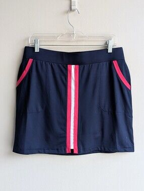 Belyn Key Navy Blue Striped Athletic Mini Skort